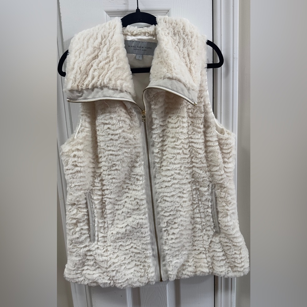 Marc New York Plush Faux Fur Vest in Cream